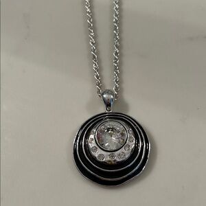 Elegant Silver and Black Pendant Necklace